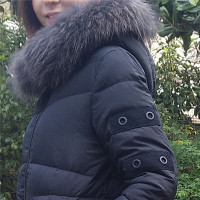 冰洁(BENGEN)羽绒服女士中长款品韩版大毛领冬季加厚修身外套J1601086