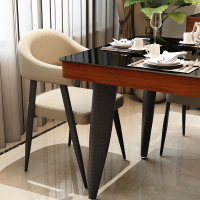 古宜家居(GuYi)G513餐桌北欧餐桌椅实木铁皮钢化黑玻璃餐桌六椅简约现代餐厅餐椅