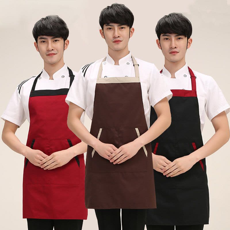 围裙定制印字家居厨房超市咖啡店奶茶店服务员围裙定做LOGO韩版工作服图片