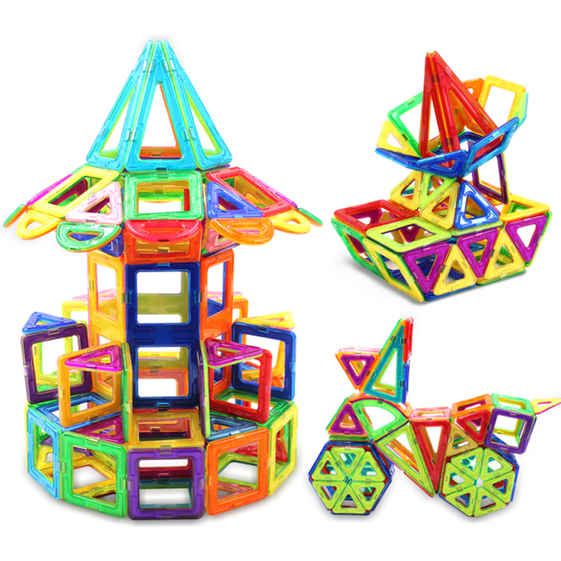 探索者TENSOGER磁力片百变提拉磁性积木磁铁拼装构建益智男女孩3-6-8岁儿童玩具 纯磁力片128片 QX-128