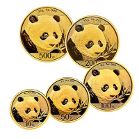 河南中钱 中国金币 2018年熊猫金币五枚套装 2018年金套猫（5枚）现货