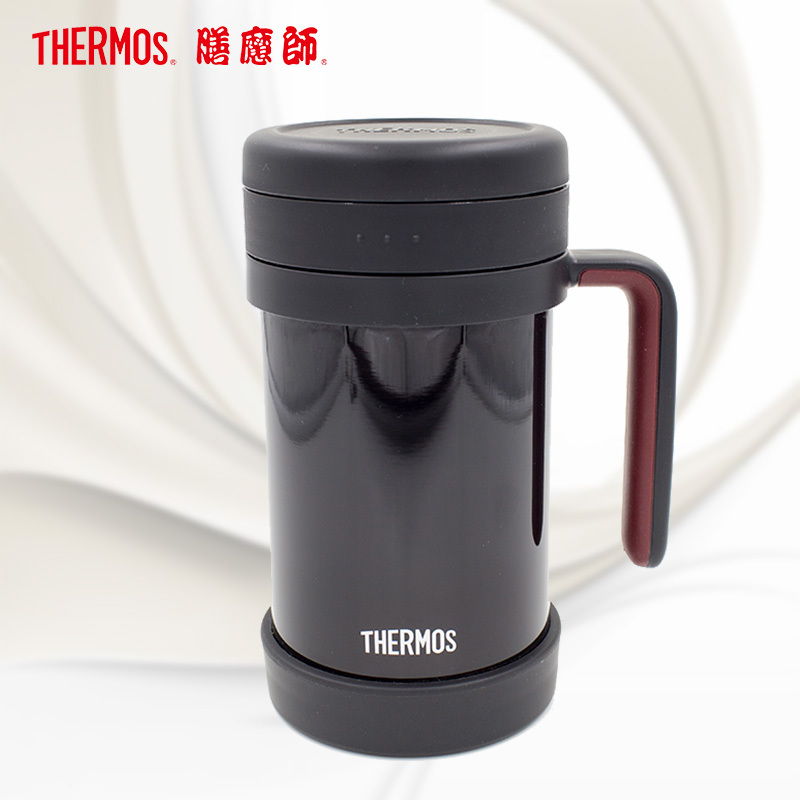 膳魔師(THERMOS)保温杯TCMF-500办公杯304不锈钢500ML硅胶茶漏水杯茶杯办公杯便携黑色家用/通用