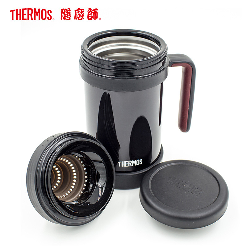 膳魔師(THERMOS)保温杯TCMF-500办公杯304不锈钢500ML硅胶茶漏水杯茶杯办公杯便携黑色家用/通用
