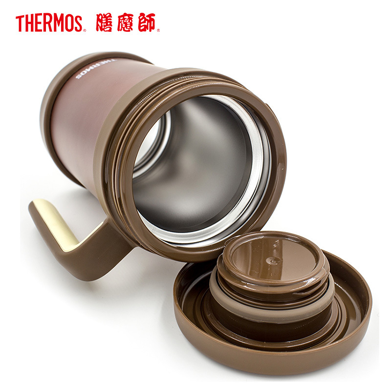 膳魔師(THERMOS)保温杯TCMF-500办公杯304不锈钢500ML硅胶茶漏水杯茶杯办公杯便携红棕色家用/通用