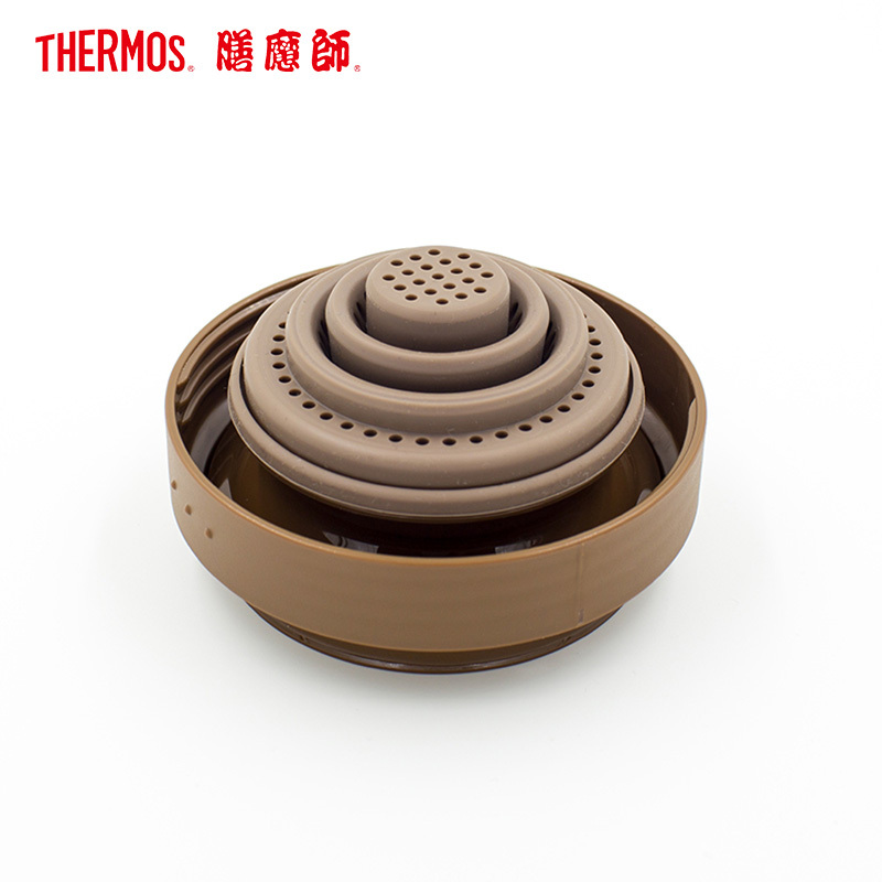 膳魔師(THERMOS)保温杯TCMF-500办公杯304不锈钢500ML硅胶茶漏水杯茶杯办公杯便携红棕色家用/通用