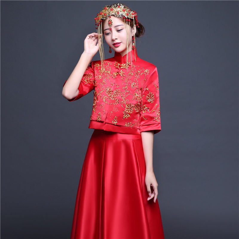 2018年新款秀禾服中式喜服古装婚纱旗袍孕妇