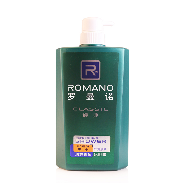 正品罗曼诺清爽香体男士经典沐浴露600ml保湿净爽持久留香家庭装沐浴乳