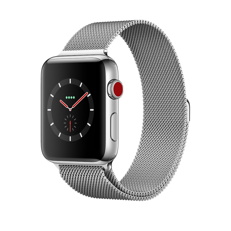 Apple智能手表232 Apple Watch Series 3 不锈钢 表壳搭配米兰尼斯表带银色42mm 蜂窝网络232 价格图片品牌报价 苏宁易购泛音国际海外专营店