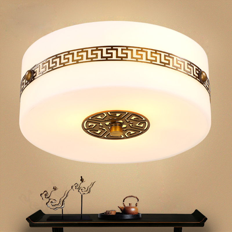 阿库琉斯新中式全铜吸顶灯 云石效果现代卧室书房餐厅灯过道阳台大气灯饰9060