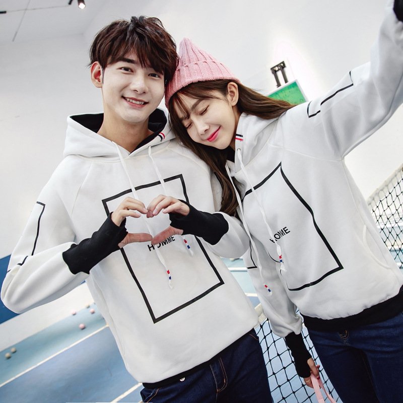 薇侣2017情侣装秋装新款韩版套头连帽卫衣长袖外套男女学生班服潮