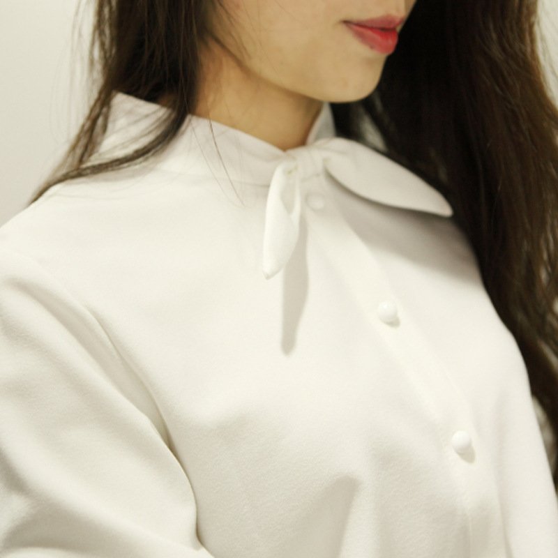 薇侣2017新品雪纺衬衫女学生装日系甜美蝴蝶结九分袖小清新打底实拍