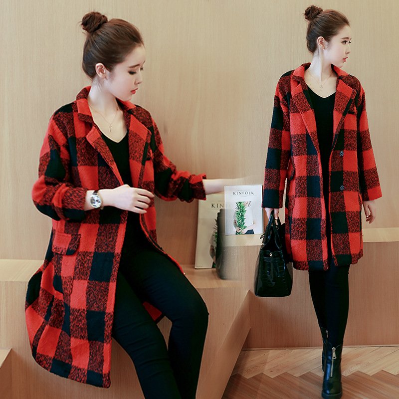 薇侣2017新品毛呢外套中长款韩版新款大衣女茧型加厚呢子大衣潮