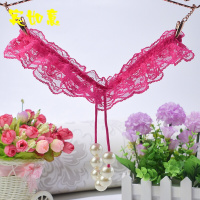 欧美性感珍珠按摩裤丁字内裤女开档免脱自慰情侣透大码开裆诱惑
