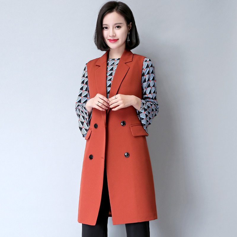 碧沁伊人女士马甲 马甲女中长款2017春装新款女装春秋无袖坎肩外套