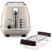 意大利德龙DeLonghi CTO2003（奶油白）不锈钢多士炉面包机支持多功能 吐司机 烤面包机 奶油白