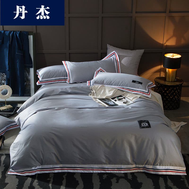 丹杰 2017全棉四件套纯色美式简约时尚床单被套单双人1.8m/2.0m床图片