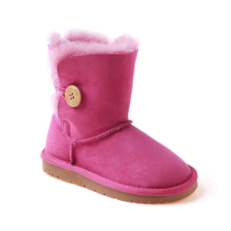 OZWEAR UGG OB022II防水雪地靴羊皮毛一体经典木扣中筒靴童鞋