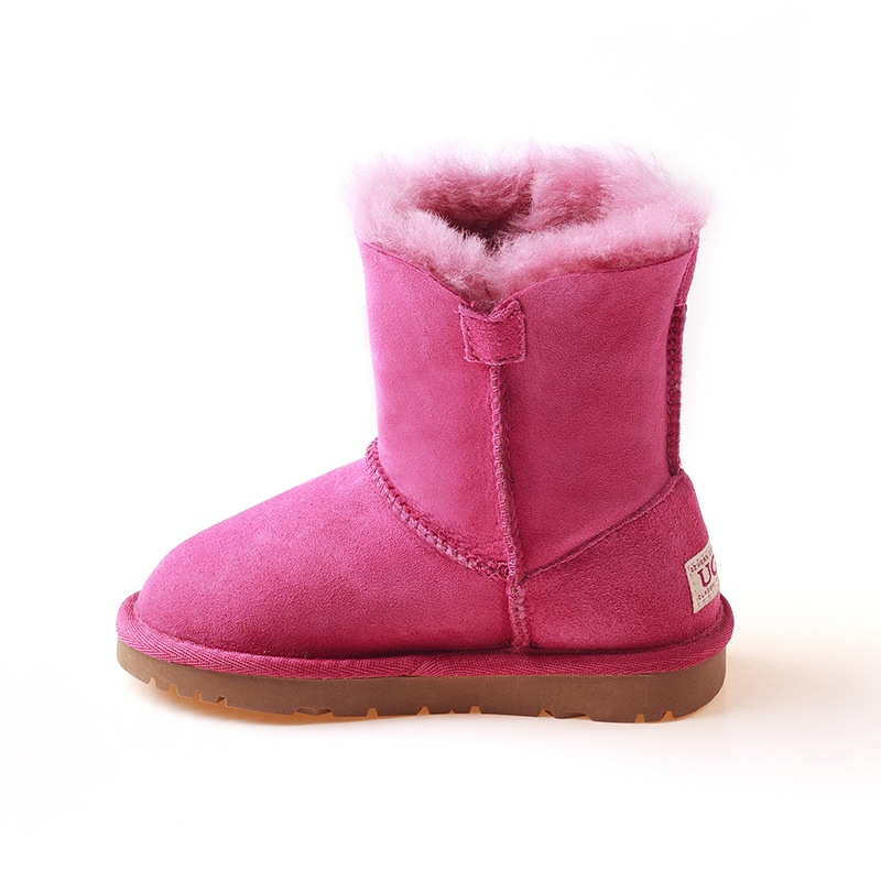 OZWEAR UGG OB022II防水雪地靴羊皮毛一体经典木扣中筒靴童鞋