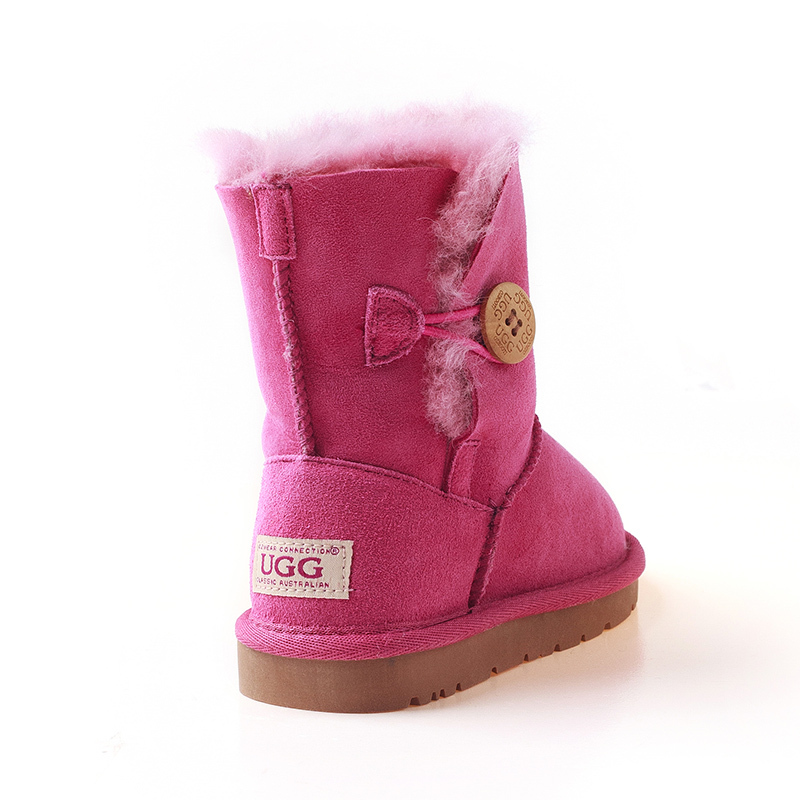 OZWEAR UGG OB022II防水雪地靴羊皮毛一体经典木扣中筒靴童鞋