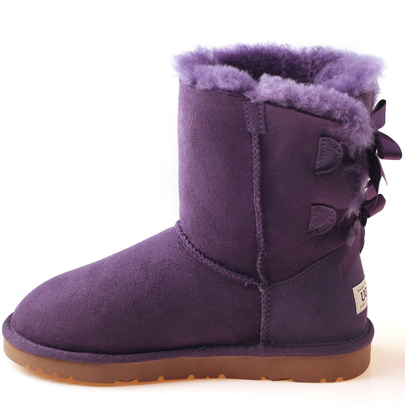 OZWEAR UGG OB083-II 蝴蝶结女鞋羊毛一体中筒雪地靴