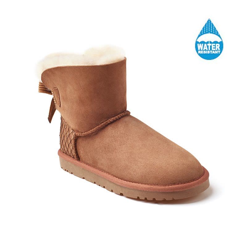 OZWEAR UGG OB143 II 防泼水单蝴蝶结低筒女鞋羊皮毛一体雪地靴图片