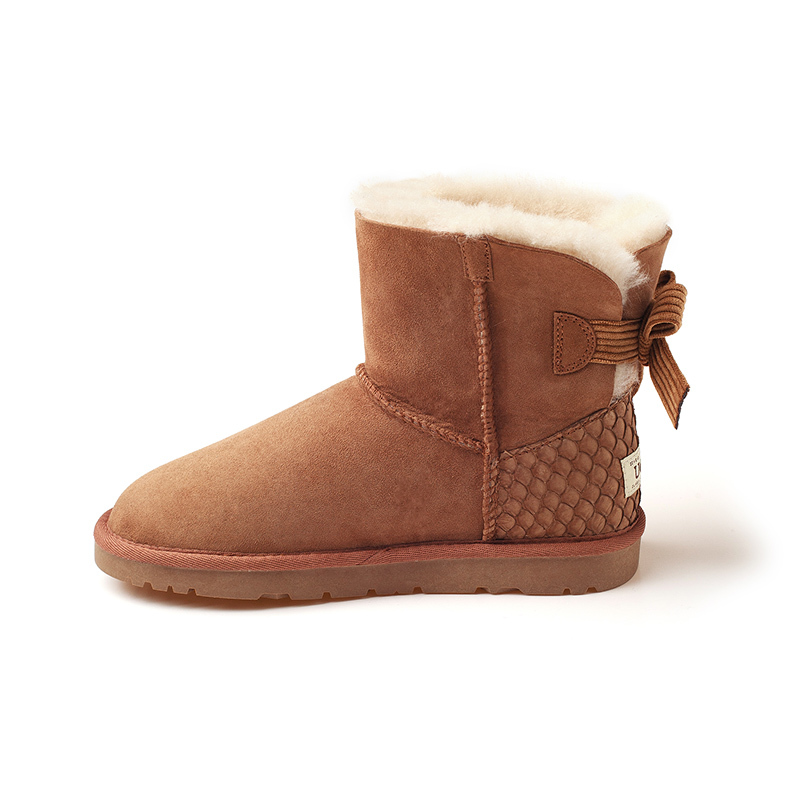 OZWEAR UGG OB143 II 防泼水单蝴蝶结低筒女鞋羊皮毛一体雪地靴