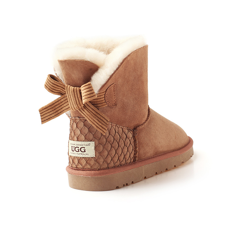 OZWEAR UGG OB143 II 防泼水单蝴蝶结低筒女鞋羊皮毛一体雪地靴