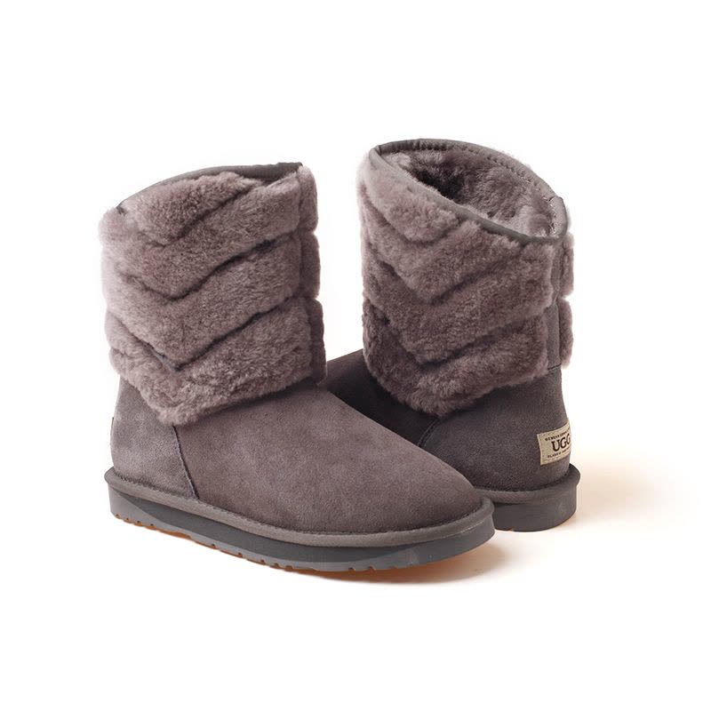 OZWEAR UGG OB185 秋冬季新款翻毛中筒羊毛雪地靴图片