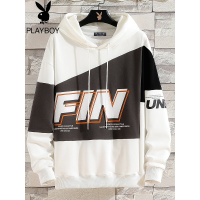 花花公子卫衣上衣男2021秋季新款撞色拼接韩版潮流时尚印花两件套