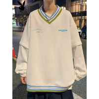 花花公子长袖T恤男士春秋季2021年新款潮流设计感小众假两件上衣