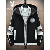 花花公子2021新款春秋外套男潮ins宽松百搭男装学生连帽工装夹克