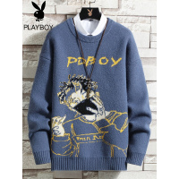 花花公子春秋季新款男士毛衣宽松百搭休闲针织衫ins潮流男生圆领