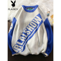 花花公子字母印花毛衣男宽松韩版港风针织衫2021年新款日系ins潮