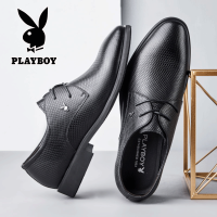 花花公子皮鞋男新款潮流休闲真皮牛皮英伦风时尚商务黑色男士男鞋
