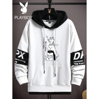 花花公子连帽卫衣男2022年春秋季新款休闲宽松潮流时尚印花上衣服
