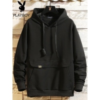 花花公子春季纯色卫衣男士韩版宽松百搭连帽男装长袖青年百搭上衣