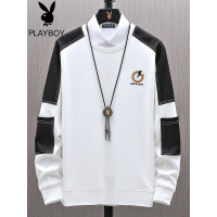 花花公子卫衣男士2022新款圆领长袖T恤潮ins宽松百搭拼接休闲上衣