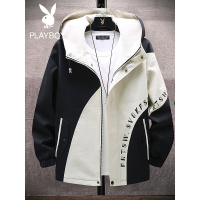 花花公子2022新款男士青少年连帽夹克春秋季外套韩版潮流工装上衣