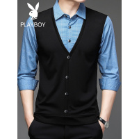 花花公子毛衣男2022年春秋季宽松百搭衬衫领针织衫外套休闲男装潮