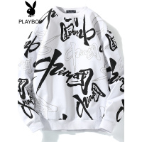 花花公子满印中国卫衣男春秋季新款潮流圆领宽松百搭韩版帅气上衣