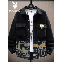 花花公子男士牛仔夹克渐变色春秋季日系港风宽松长袖痞帅韩版外套