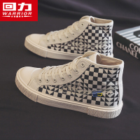 回力男鞋高帮帆布鞋男2022春秋季新款鞋子潮流百搭棋盘格休闲板鞋