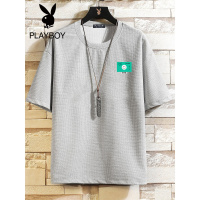 花花公子华夫格短袖T恤男夏季宽松圆领笑脸ins潮牌百搭休闲体恤