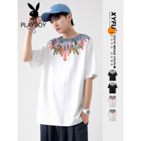 花花公子夏季潮流男士短袖T恤宽松圆领韩版休闲半袖潮牌上衣服男