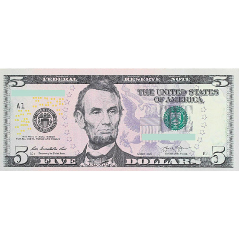 邮币商城外国钱币美国纸币5美元第十六任总统亚伯拉罕·林肯单张纸币钱币 