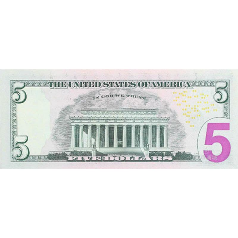邮币商城 外国钱币 美国纸币 5美元 第十六任总统亚伯拉罕·林肯 单张 纸币 钱币收藏品图片
