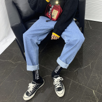 直筒牛仔裤男宽松春季长裤港风韩版潮流阔腿裤子休闲裤子