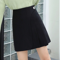 早春新款2020超火的半身裙女黑色高腰百搭不规则百褶a字短裙