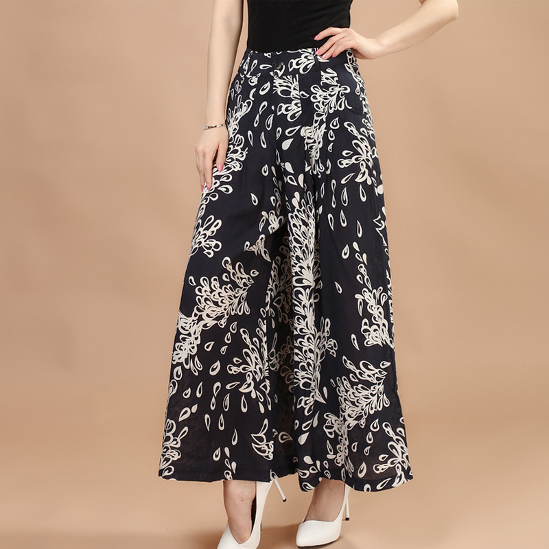 芝顿女士休闲裤 828新款夏季女裤民族风休闲裤大码高腰九分阔腿裤甩裤