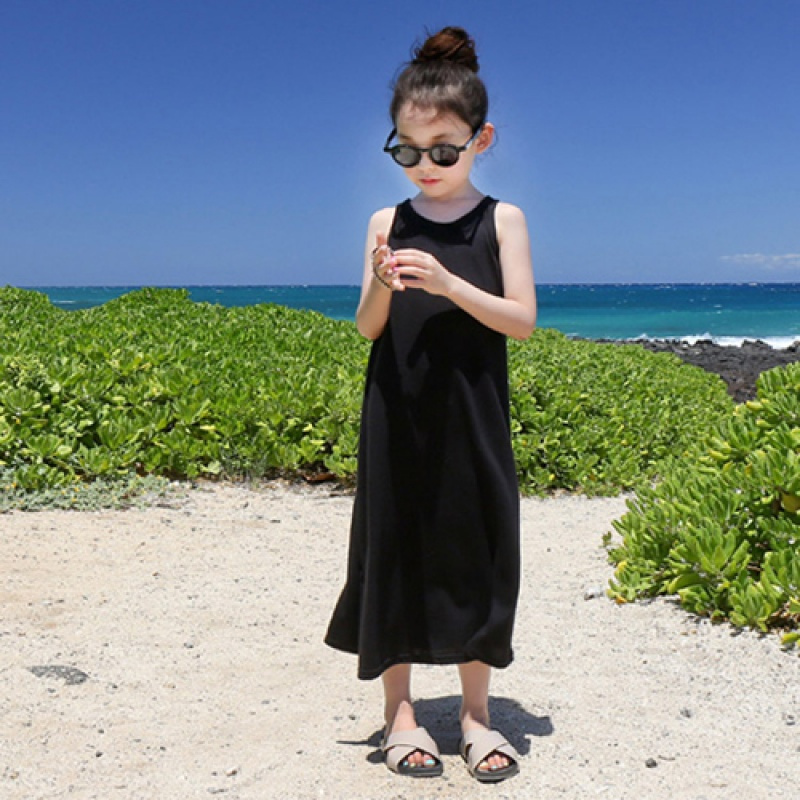 828新款女童连衣裙夏韩版儿童裙子女纯棉沙滩裙夏季中大童小学生无袖长裙